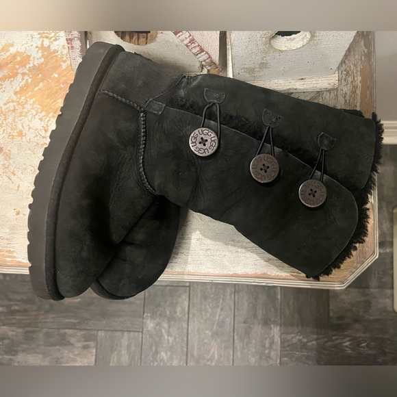 UGG Black Suede Button Boots - Picture 12 of 12